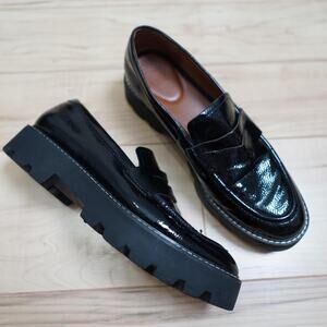 Franco Sarto Patent Loafers Chunky Lug Sole 10